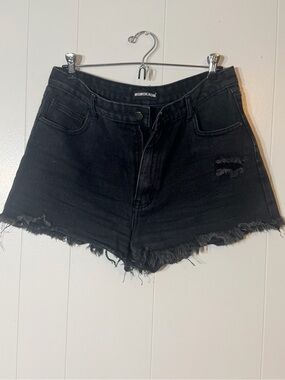 Momokrom High-Waist Black Denim Cutoff Shorts